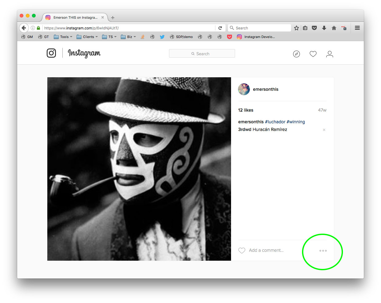 the instagram single photo embed code is found within this menu - instagram api php follow