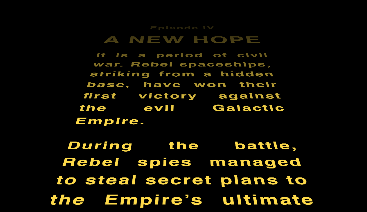 openin text in star wars