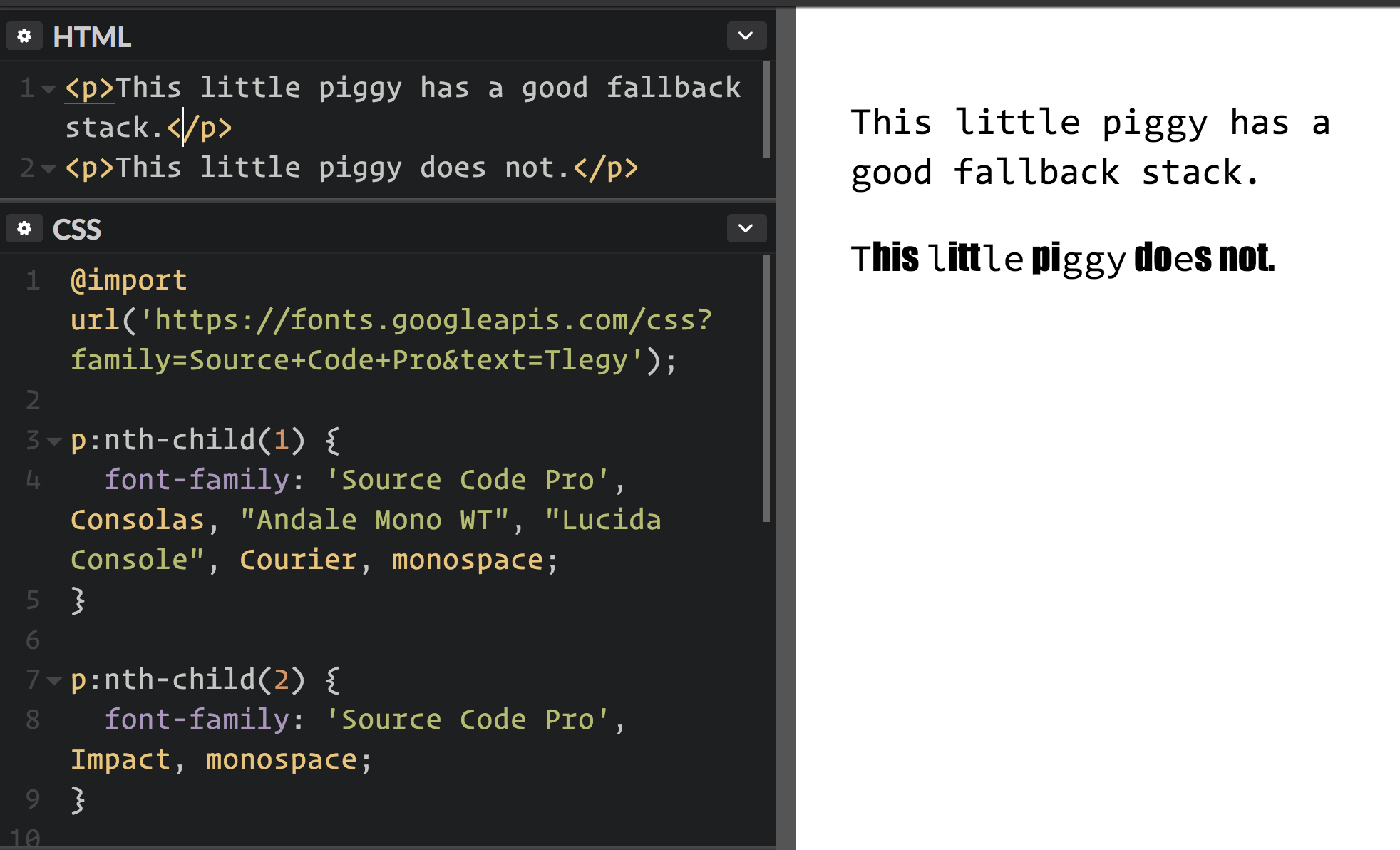 font family css code