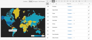 A screenshot of the MapSVG regions data showing the use of custom region fields.