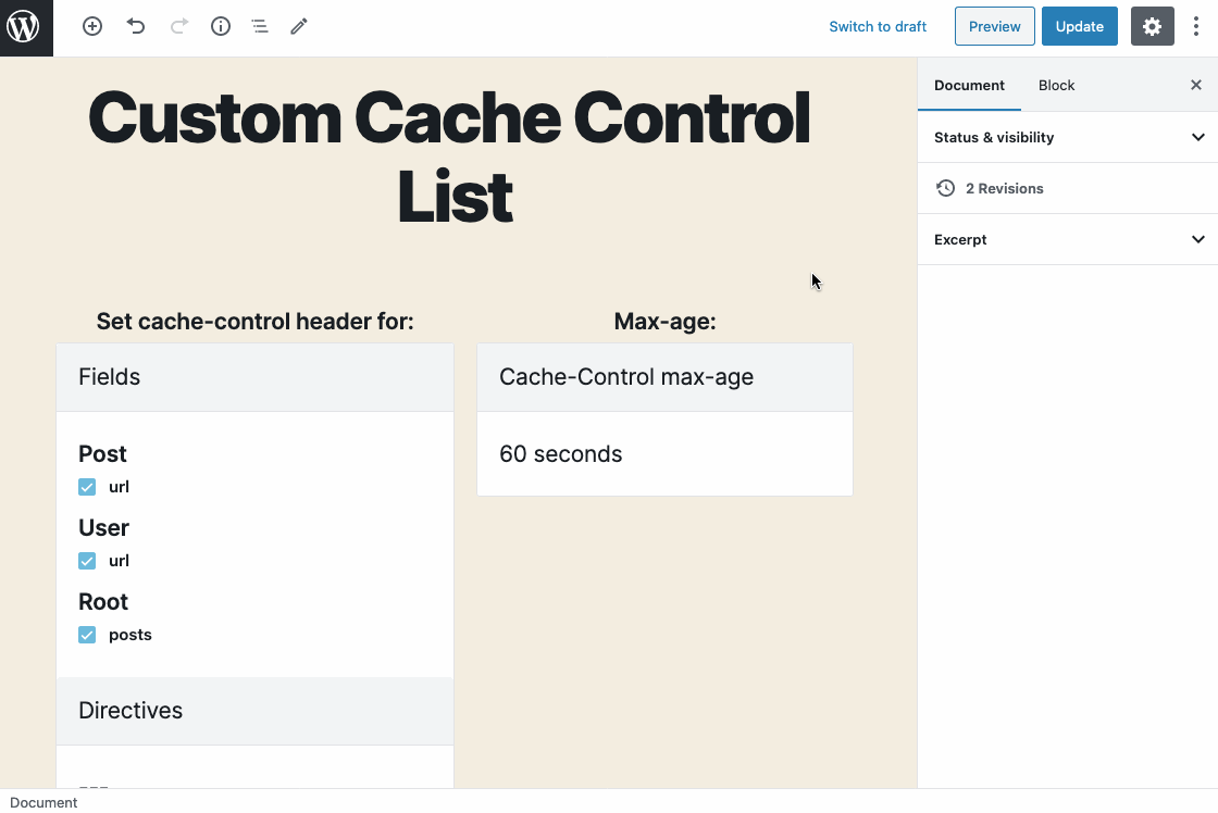 Animated gif showing the option to view a guide displaying when a block is selected in the editor.
