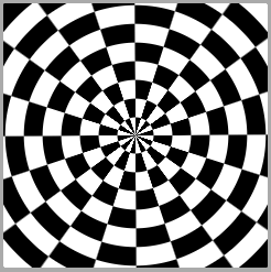 The desired black and white result, something like a XOR between the radial gradient generated ripples and the conic gradient generated rays.