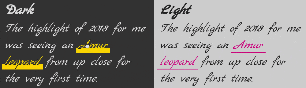 Animated gif. Shows the result after setting a negative margin to compensate for the padding.