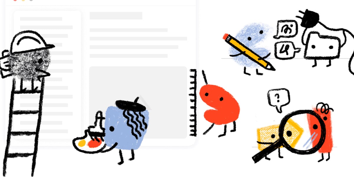 Colorful and whimsical character illustrations.