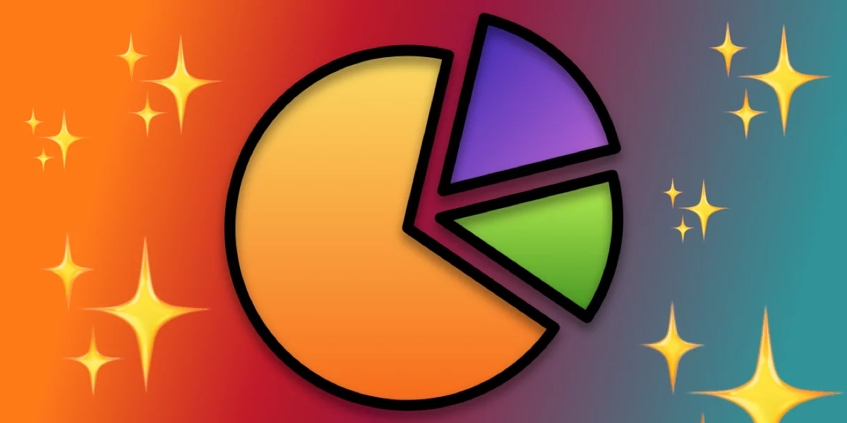 A circular pit chart pin three slices differentiated by different colors. Sparkle emoji surrounds the chart.