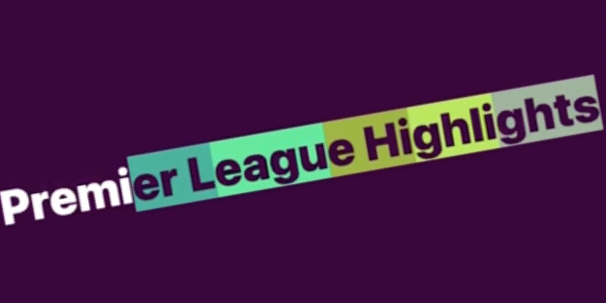 A selected portion of the words premier league highlights showing the highlights styled in a variety of overlapping colors.