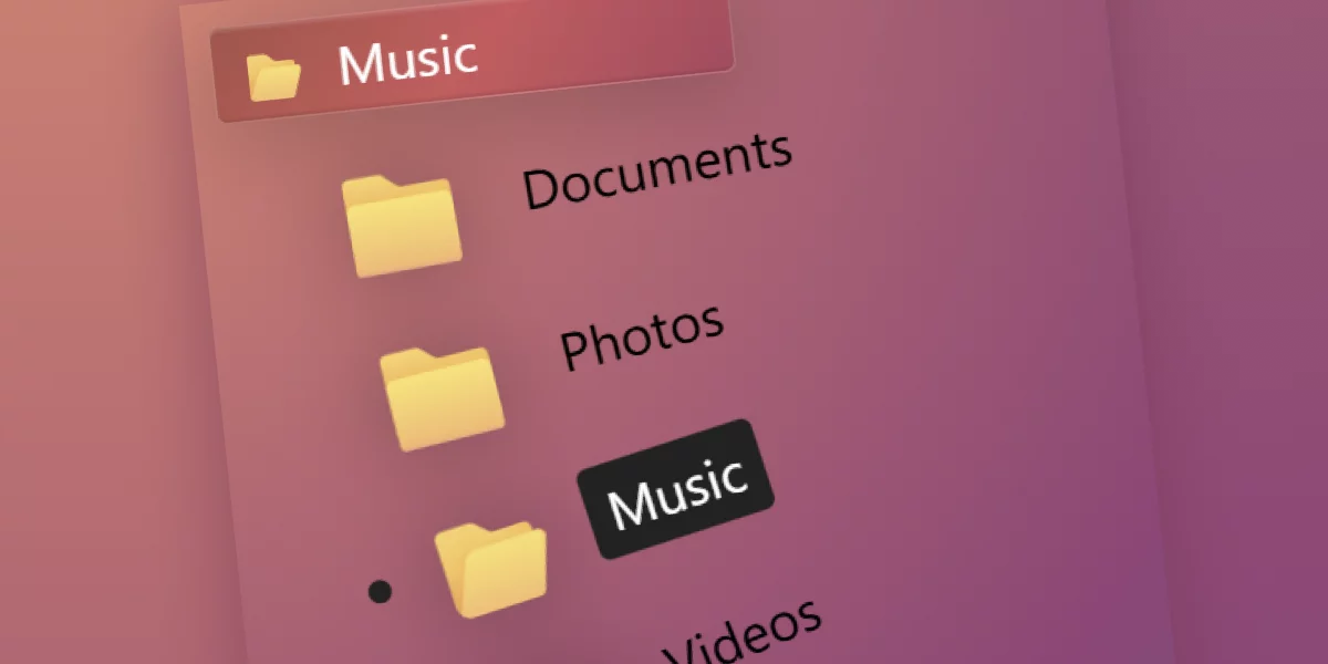 A vertical column of folders with labels on the right fanned out and curving towards the right.
