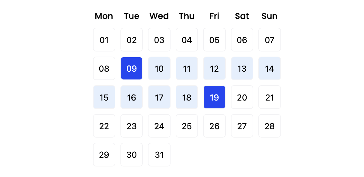 Selecting a Date Range in CSS