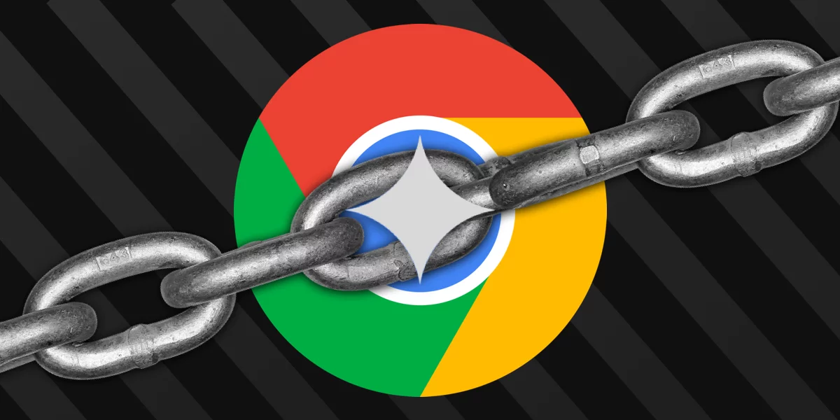 White Gemini logo in the center of Chrome logo with a metal chain running through them.
