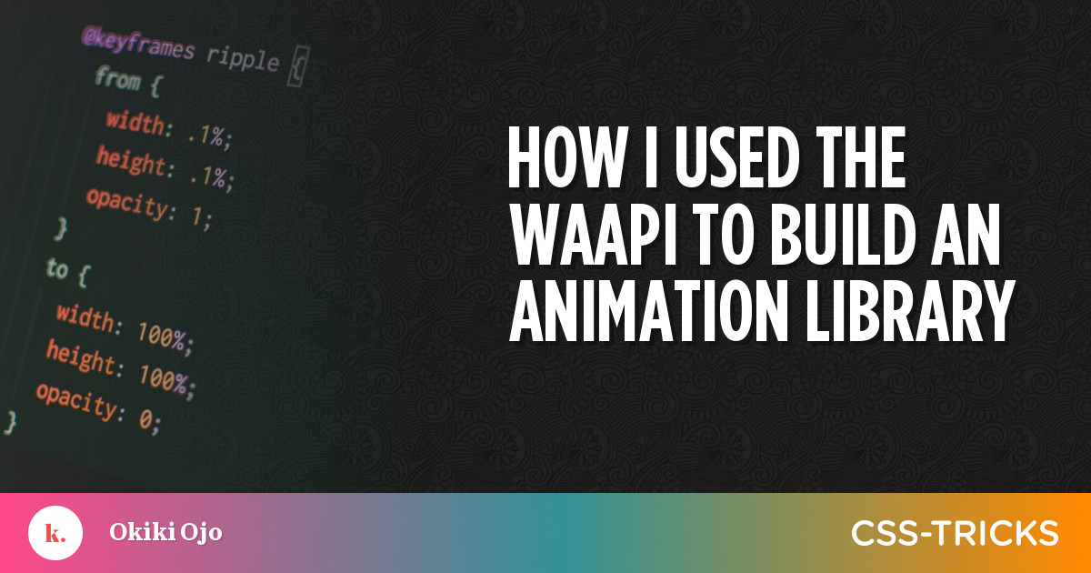 The Web Animations API lets us construct animations and control their playback with JavaScript. The API opens the browser’s animation engine to deve